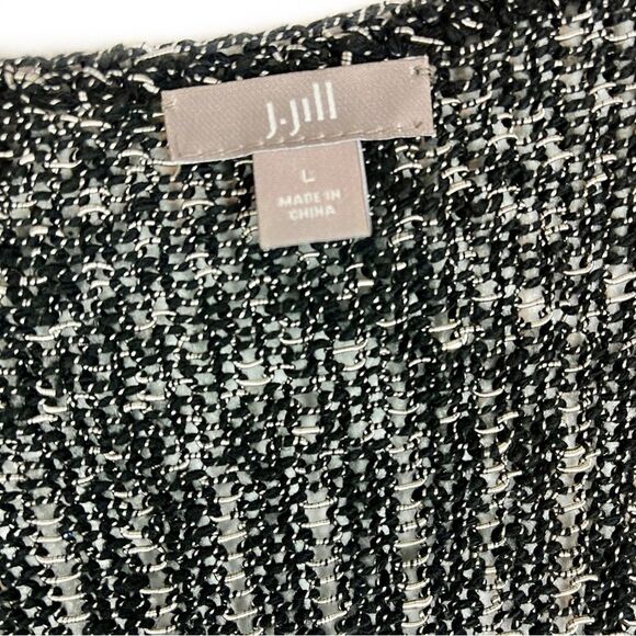 J. Jill Marled Black Knit Deep V-Neck Tunic Sweater size large - Picture 4 of 5